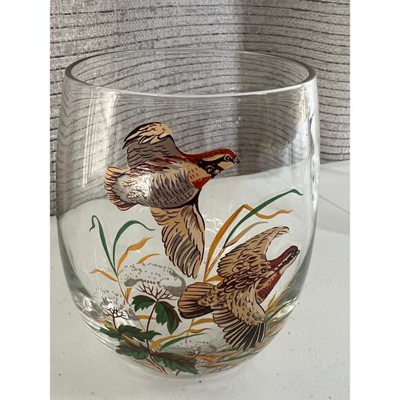 Vintage West Virginia Glass Hand Made Pitcher and 6 glasses hunting lodge birds - Picture 10 of 11
